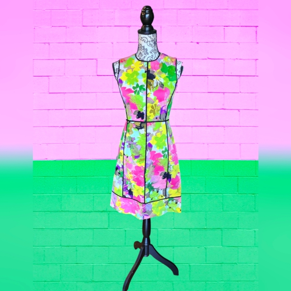 Calvin Klein Neon Floral Tailored Sheath Dress Size 2 Multicolor